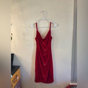 Red velvet mid length dress the brand is Laundry by Shelli Segal
